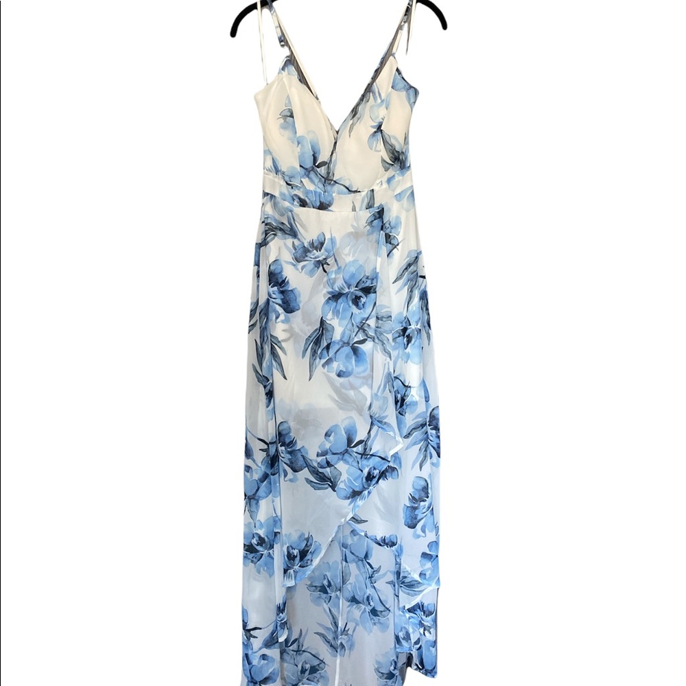 Blue Floral Flowy Maxi Dress